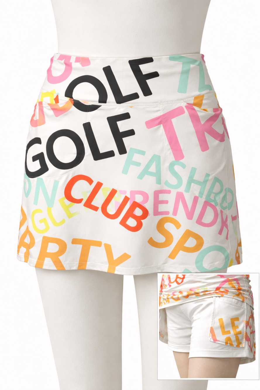 Graphic Print Golf Tennis Skort Stretch Athletic Preppy Sporty XS